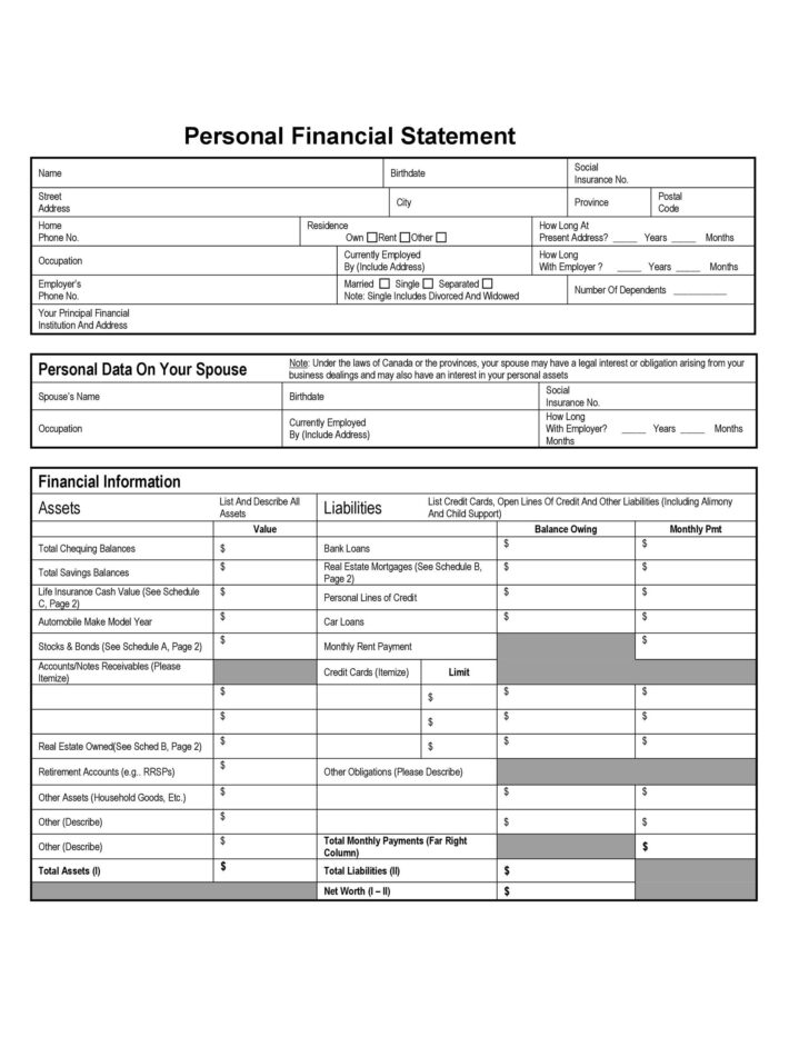 Free Printable Financial Statement Template