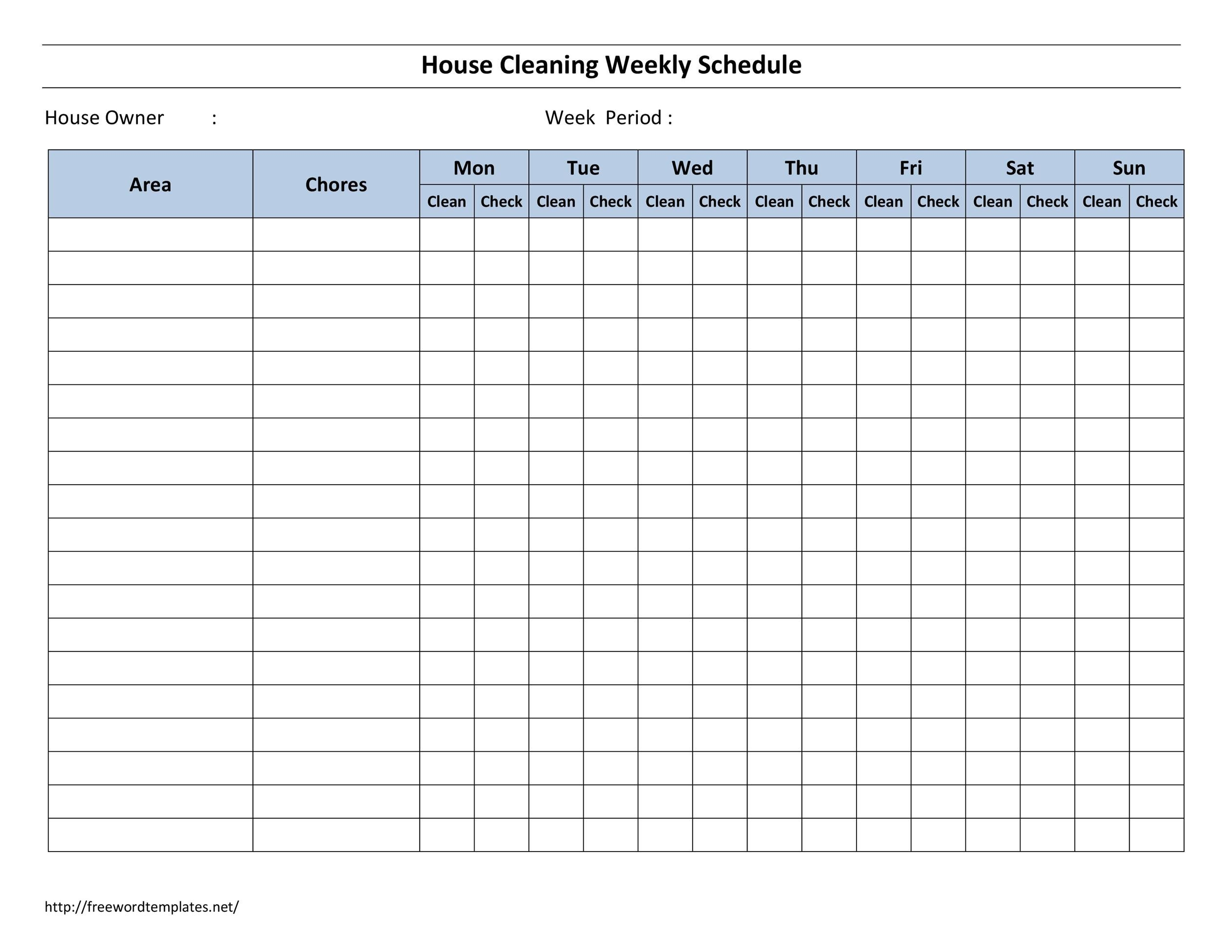 40 Printable House Cleaning Checklist Templates ᐅ Templatelab regarding Free Printable Cleaning Log Template