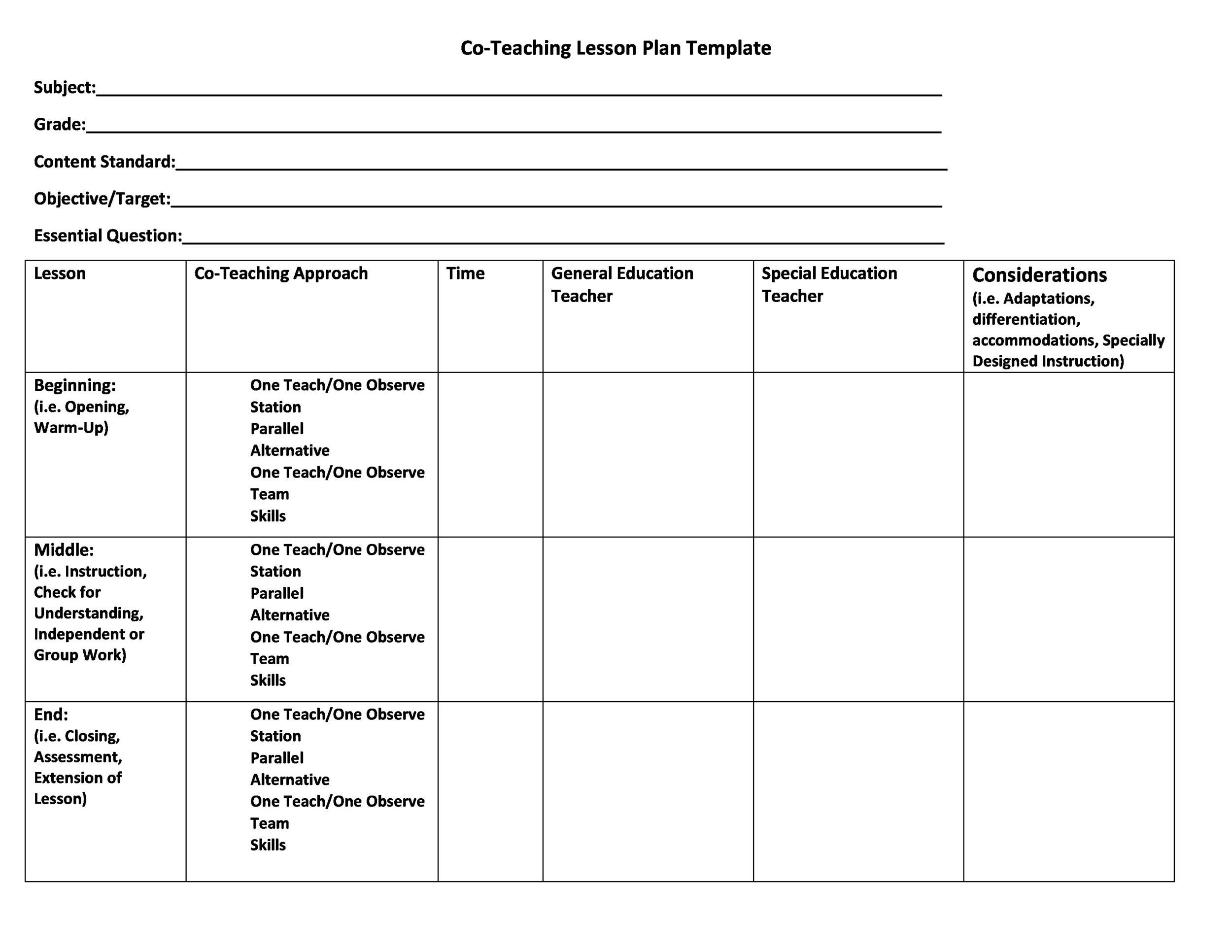 44 Free Lesson Plan Templates [Common Core, Preschool, Weekly] throughout Free Printable Common Core Lesson Plan Template