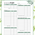 50/30/20 Budget Worksheet Printable Within Free Printable 50 30 20 Budget Spreadsheet Template
