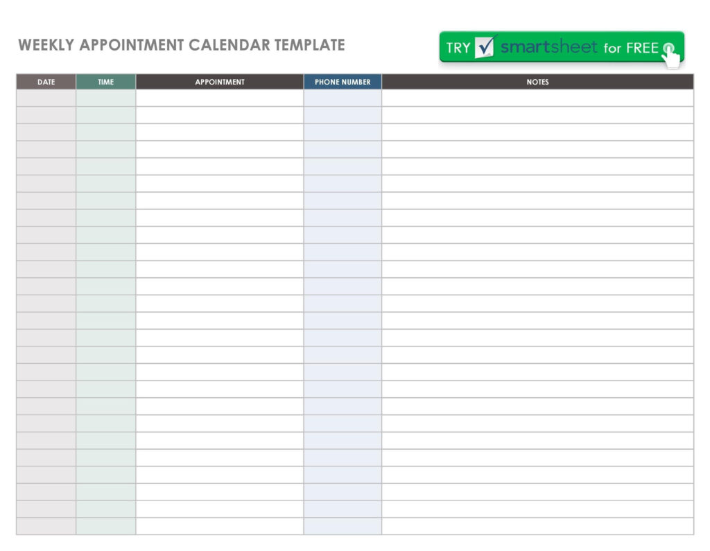 Free Printable Appointment Scheduling Template Template Samples