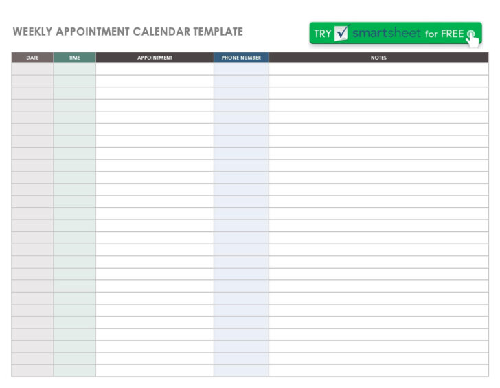 Free Printable Appointment Scheduling Template