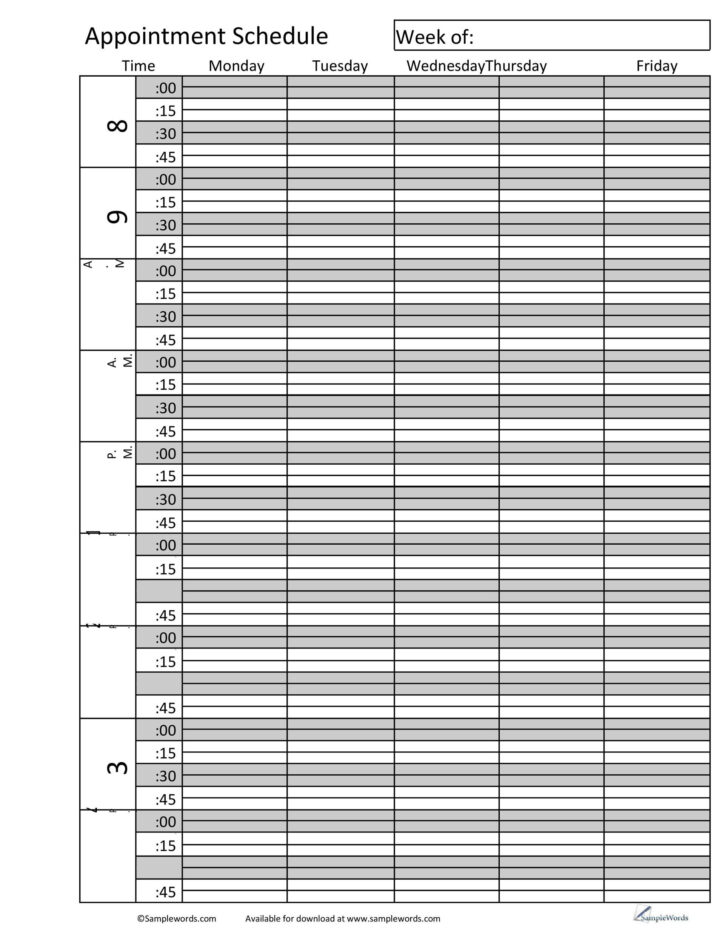 Free Printable Daily Appointment Template