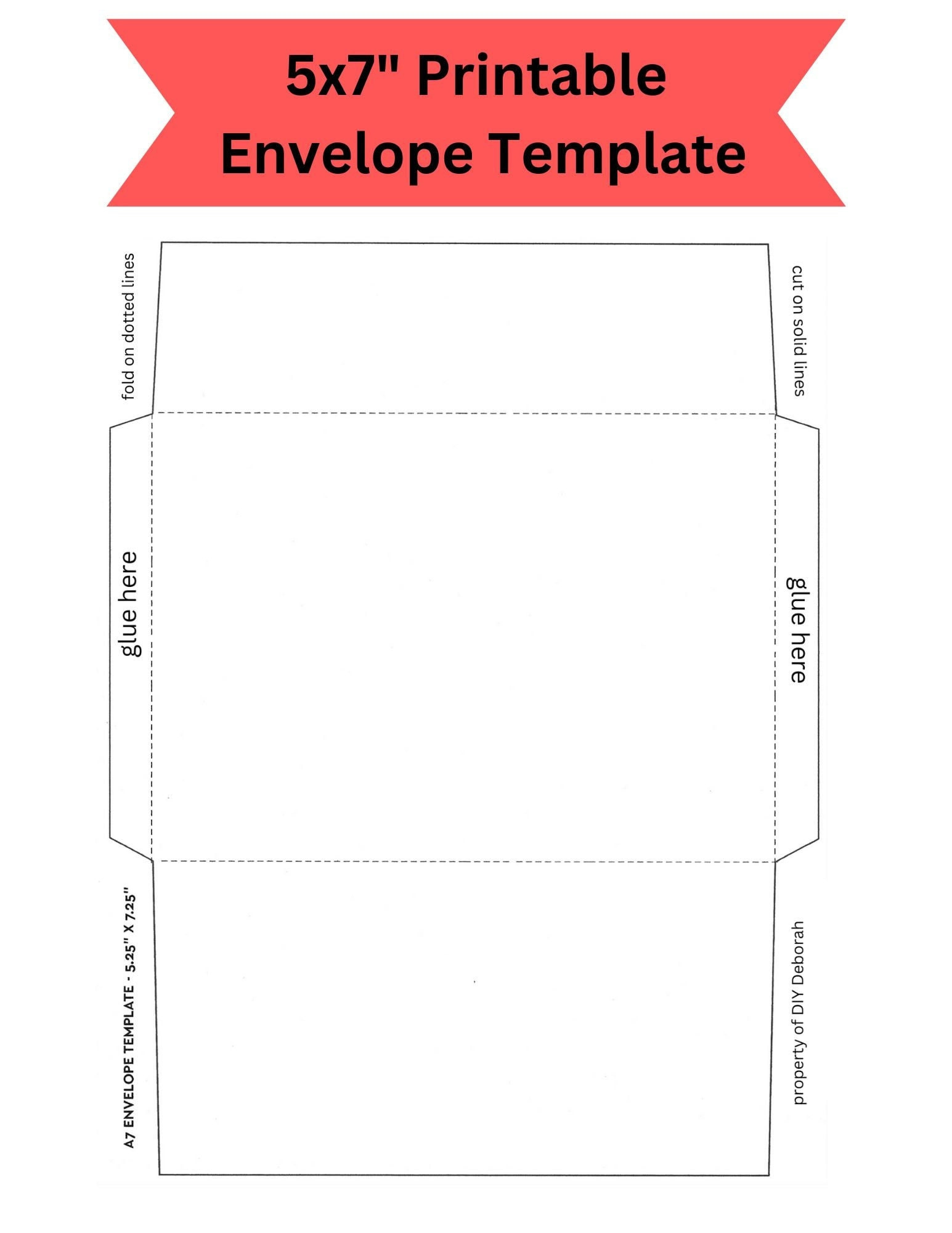 5X7 Printable Foldable Envelope Template, Instant Digital Download intended for Free Printable 5x7 Envelope Template