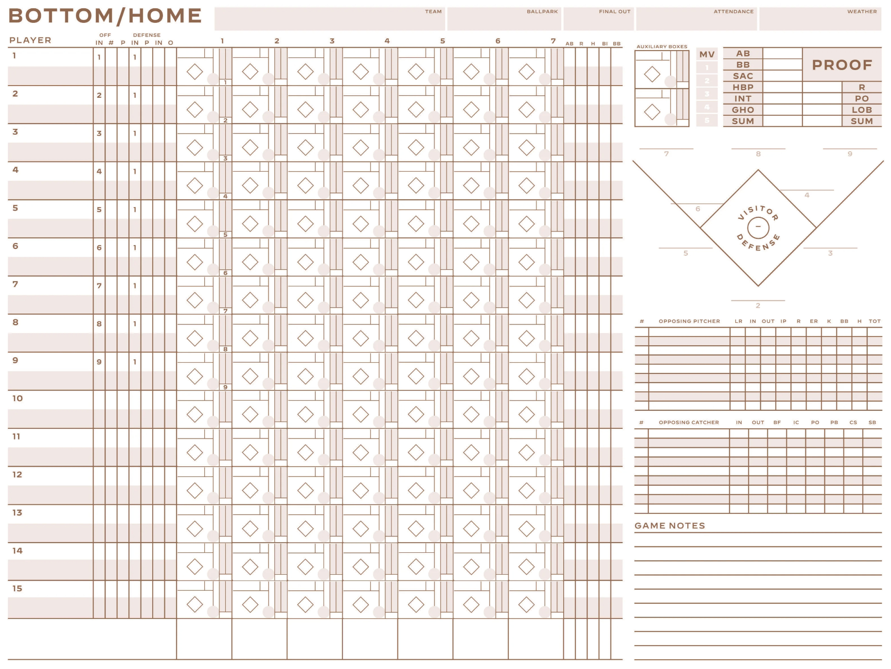 6 Free Printable Baseball Scorecards/Scorebook Pages within Free Printable Baseball Scorecard Template