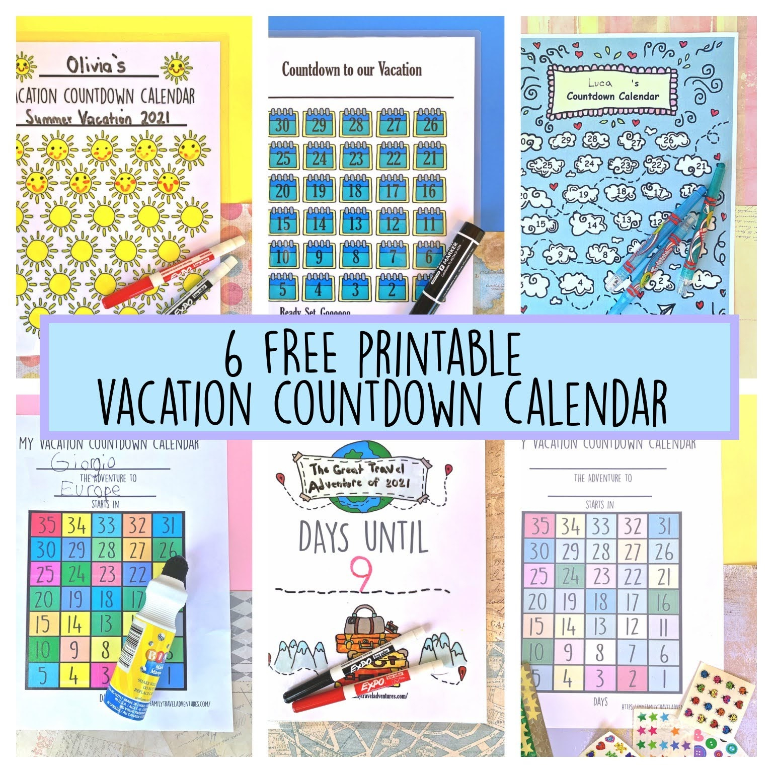 6 Free Printable Vacation Countdown Calendars – Away We Wander And in Free Printable Countdown Calendar Template