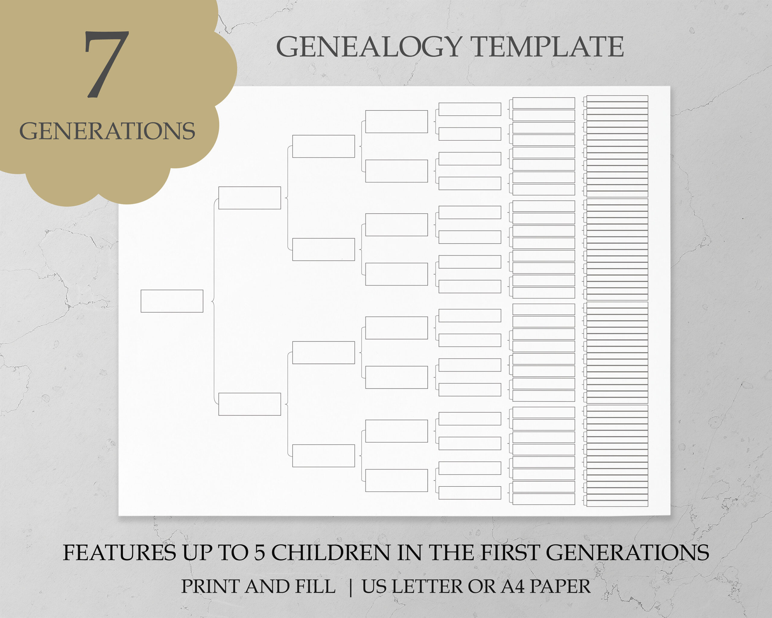 7 Generation Family Tree Template Editable Download Genealogy within Free Printable Family Tree Template 7 Generations