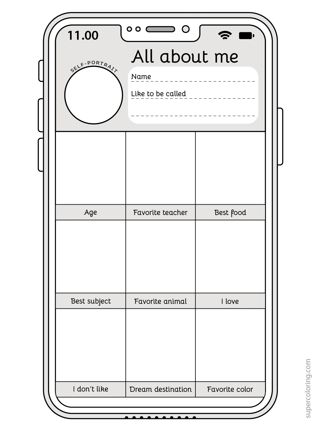 About Me Cell Phone Screen For Writing | Free Printable Papercraft for Free Printable Cell Phone Template