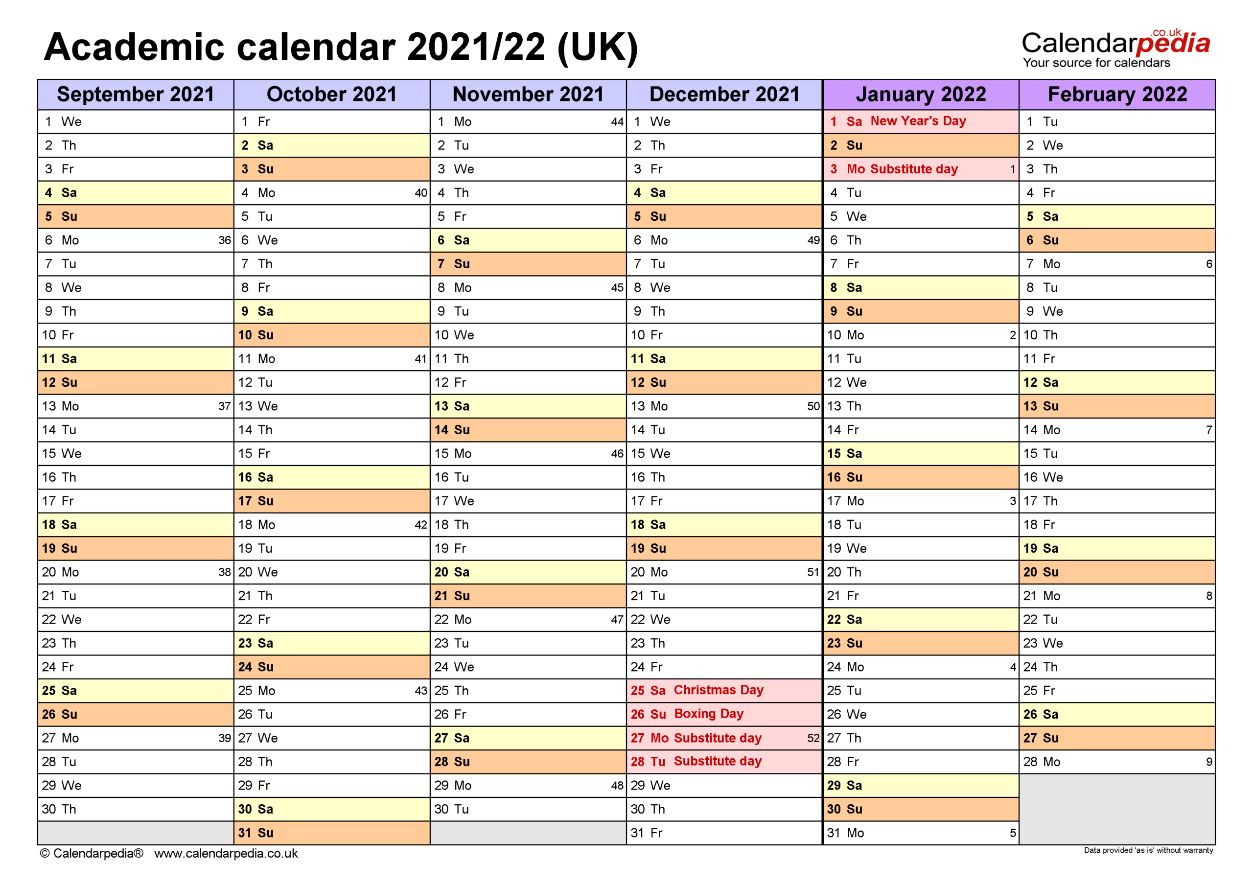 Academic Calendars 2021/22 Uk - Free Printable Word Templates with Free Printable Academic Calendar Template