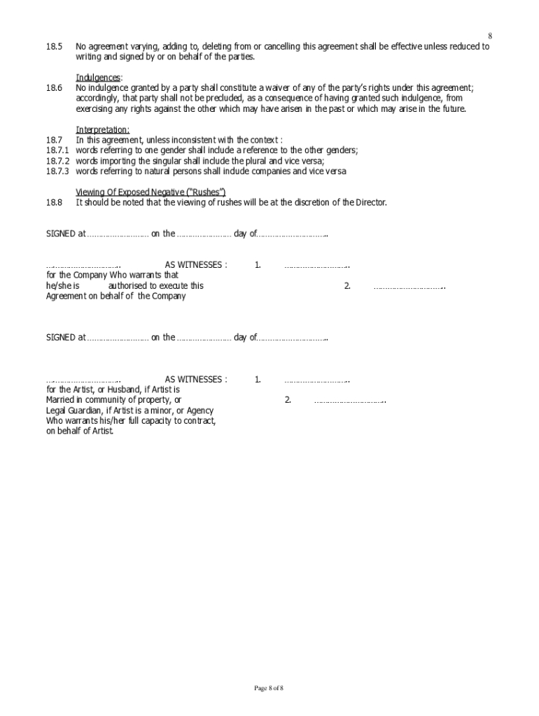 Actor Contract - Fill Online, Printable, Fillable, Blank | Pdffiller within Free Printable Actor Contract Template