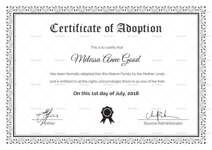 Free Printable Adoption Certificate Template