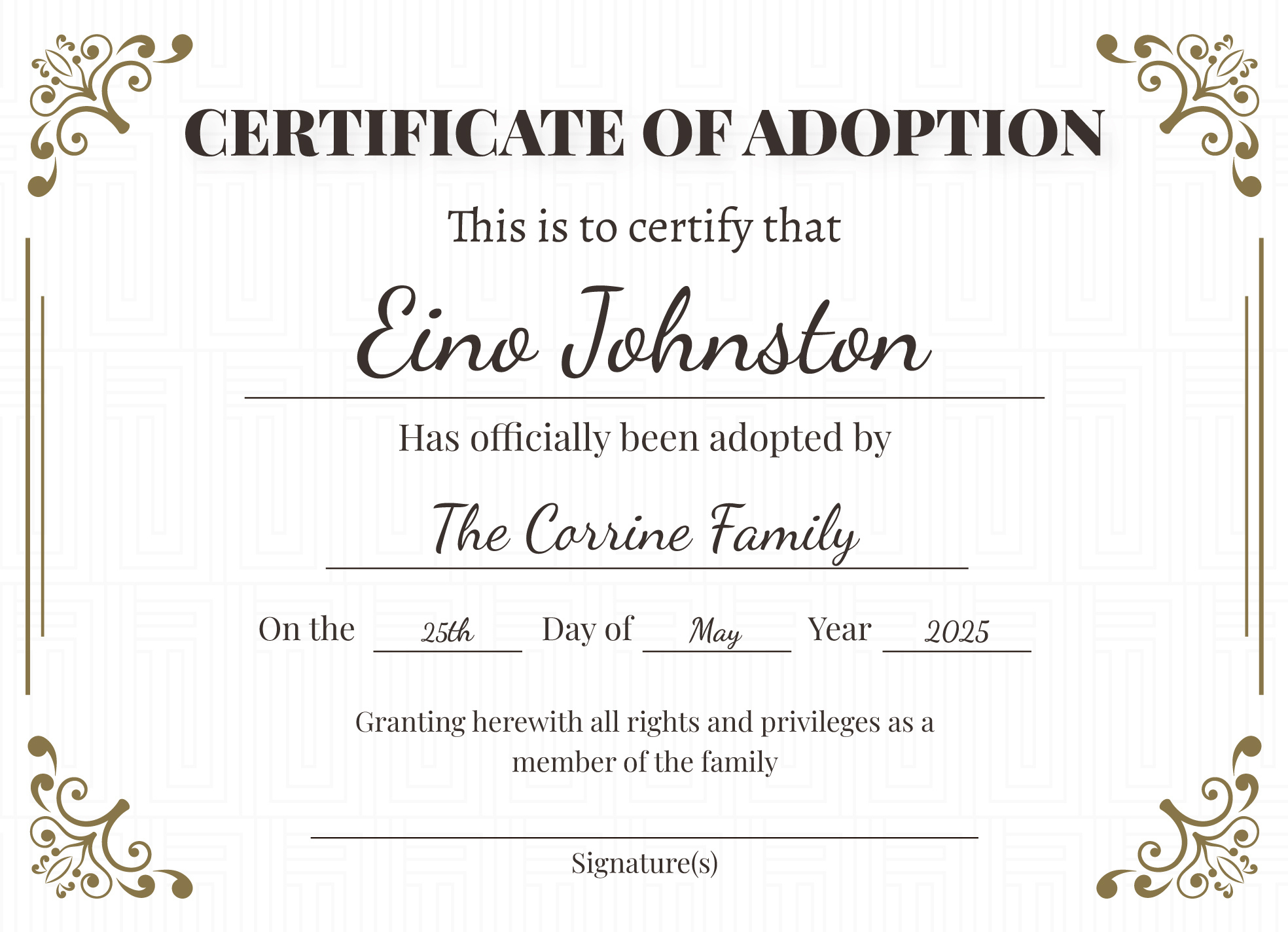 Adoption Certificate Free Google Docs Template - Gdoc.io regarding Free Printable Adoption Certificate Template