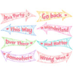 Alice In Wonderland Arrows, Instant Download, Alice Birthday Party Intended For Free Printable Alice In Wonderland Arrow Signs Template