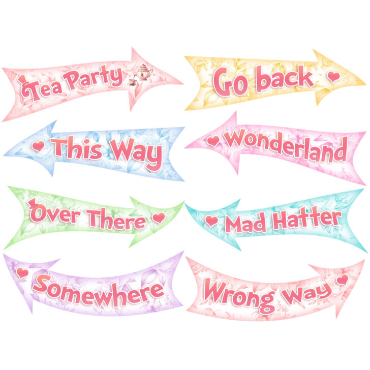 Free Printable Alice in Wonderland Arrow Signs Template