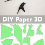 Animal Papercraft Diy Paper Birds On Wall 3D Papercraft Easy Paper Regarding Free Printable 3D Bird Template