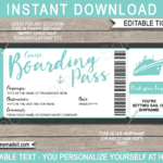 Any Occasion Cruise Boarding Pass Gift   Colors Within Free Printable Cruise Boarding Pass Template