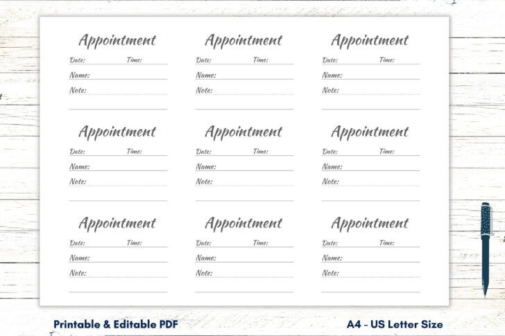 Free Printable Appointment Cards Template