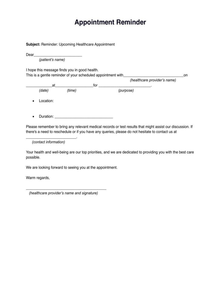 Free Printable Appointment Reminder Template