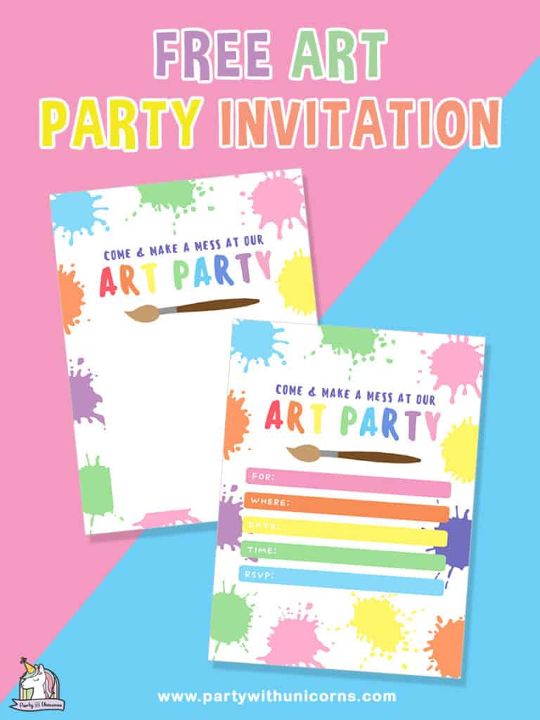 Art Party Invitation - Get Your Free Printable - Party With Unicorns inside Free Printable Art Party Invitation Template