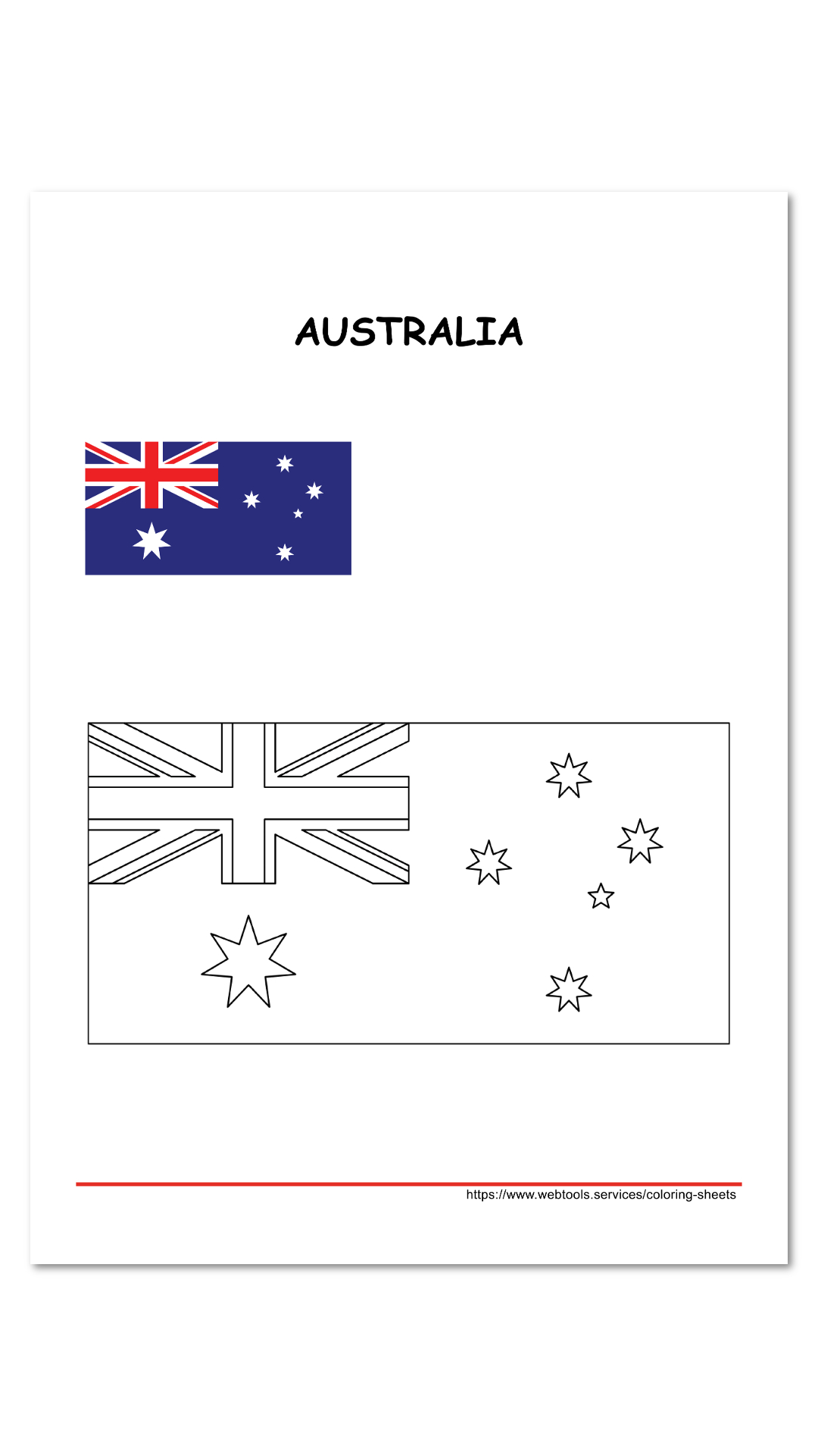 Australian Flag Colouring Page | Webtools regarding Free Printable Australian Flag Template