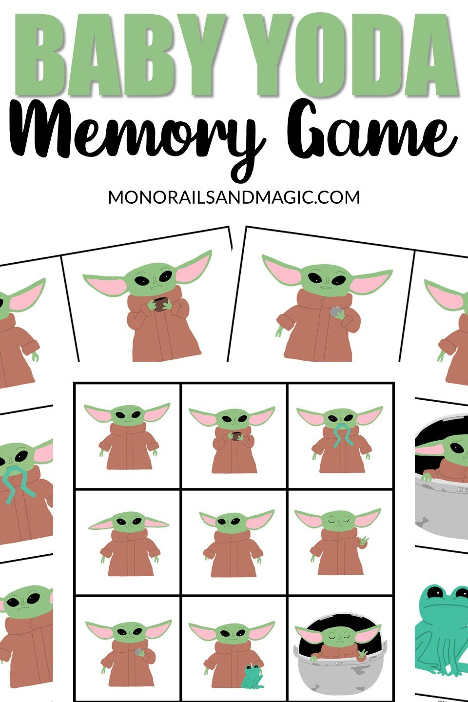 Baby Yoda Memory Game Free Printable - Monorails And Magic intended for Free Printable Baby Yoda Template