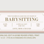 Babysitting Coupon Instant Download Editable Text Printable With Free Printable Babysitting Coupon Template