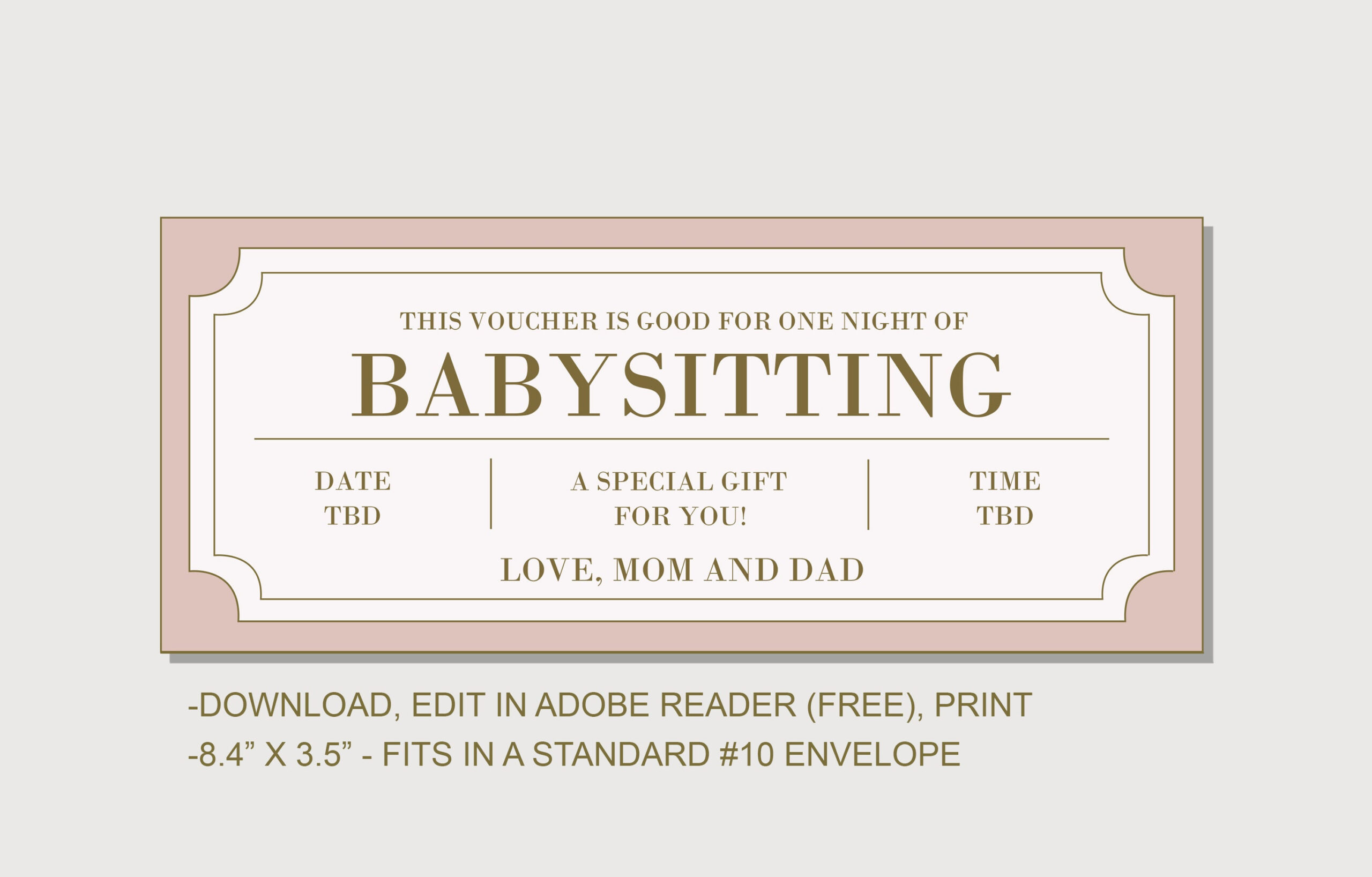 Babysitting Coupon Instant Download Editable Text Printable with Free Printable Babysitting Coupon Template