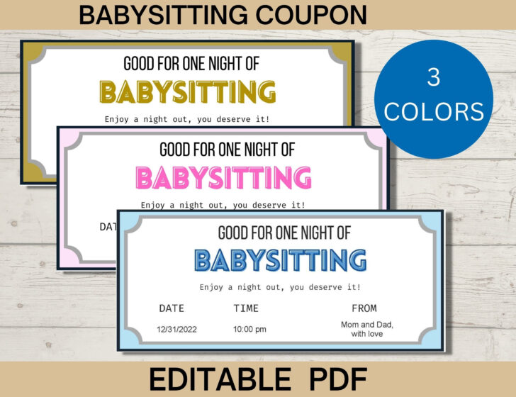 Free Printable Babysitting Coupon Template