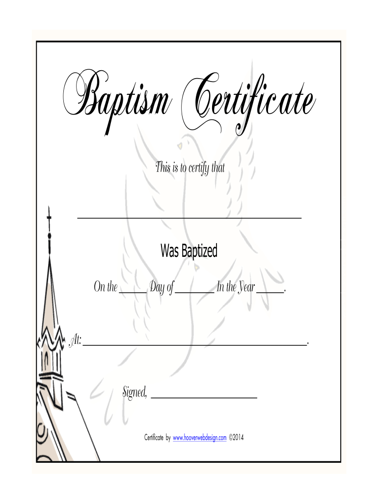 Baptism Certificate - Fill Online, Printable, Fillable, Blank in Free Printable Baptism Certificates Template