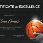 Basketball Excellence Certificate Design Template In Psd, Word Throughout Free Printable Basketball Certificate Template