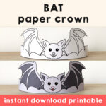 Bat Paper Crown Template Halloween Party Headband Coloring For Free Printable Bat Hat Template