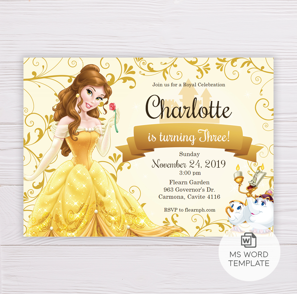 Beauty And The Beast Invitation Template - Dgtally for Free Printable Beauty And The Beast Invitation Template