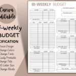Bi Weekly Budget Overview Template Printable, Canva Editable Inside Free Printable Bi Weekly Budget Template