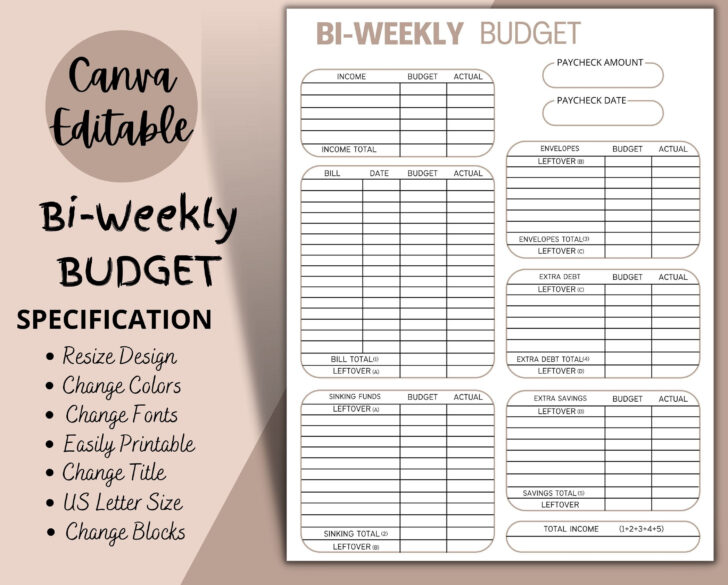 Free Printable Bi Weekly Budget Template