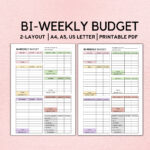 Bi Weekly Budget Planner Template, Paycheck Budget Printable Within Free Printable Bi Weekly Budget Template