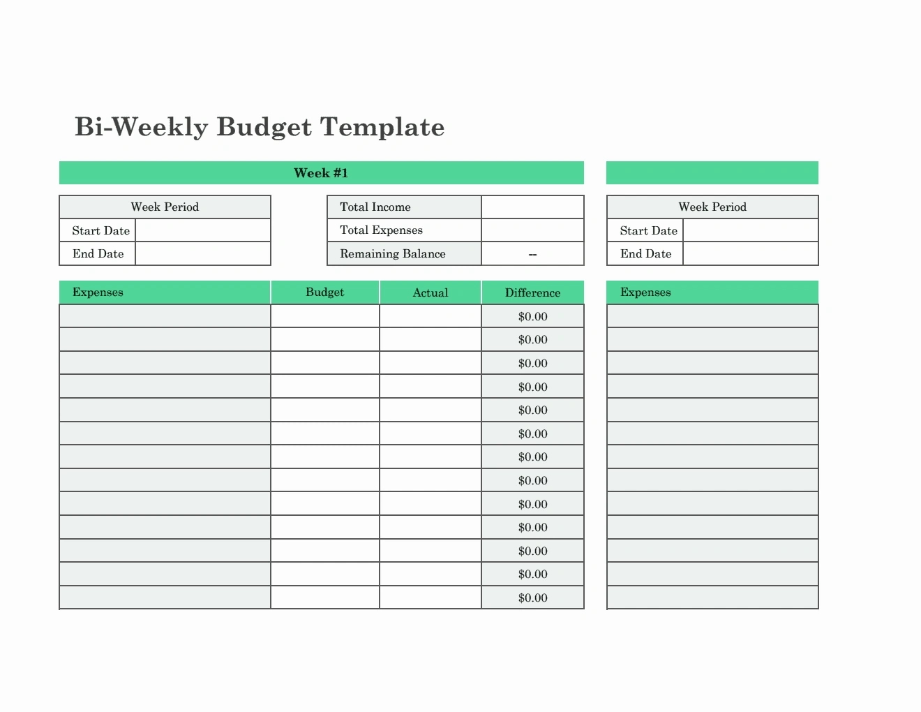 Bi-Weekly Budget Template Excel: Free Templates Included with Free Printable Bi Weekly Budget Template