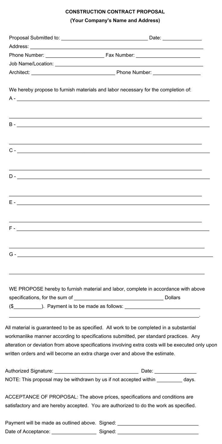 Bid Proposal Templates - 10 Free Pdf Printables | Printablee in Free Printable Construction Proposal Template