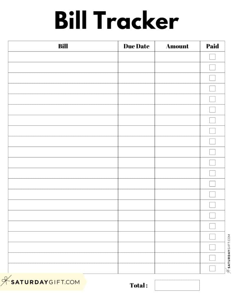 Bill Organizer Template - 39 Cute &amp;amp; Free Printable Bill Trackers in Free Printable Bill Tracker Template