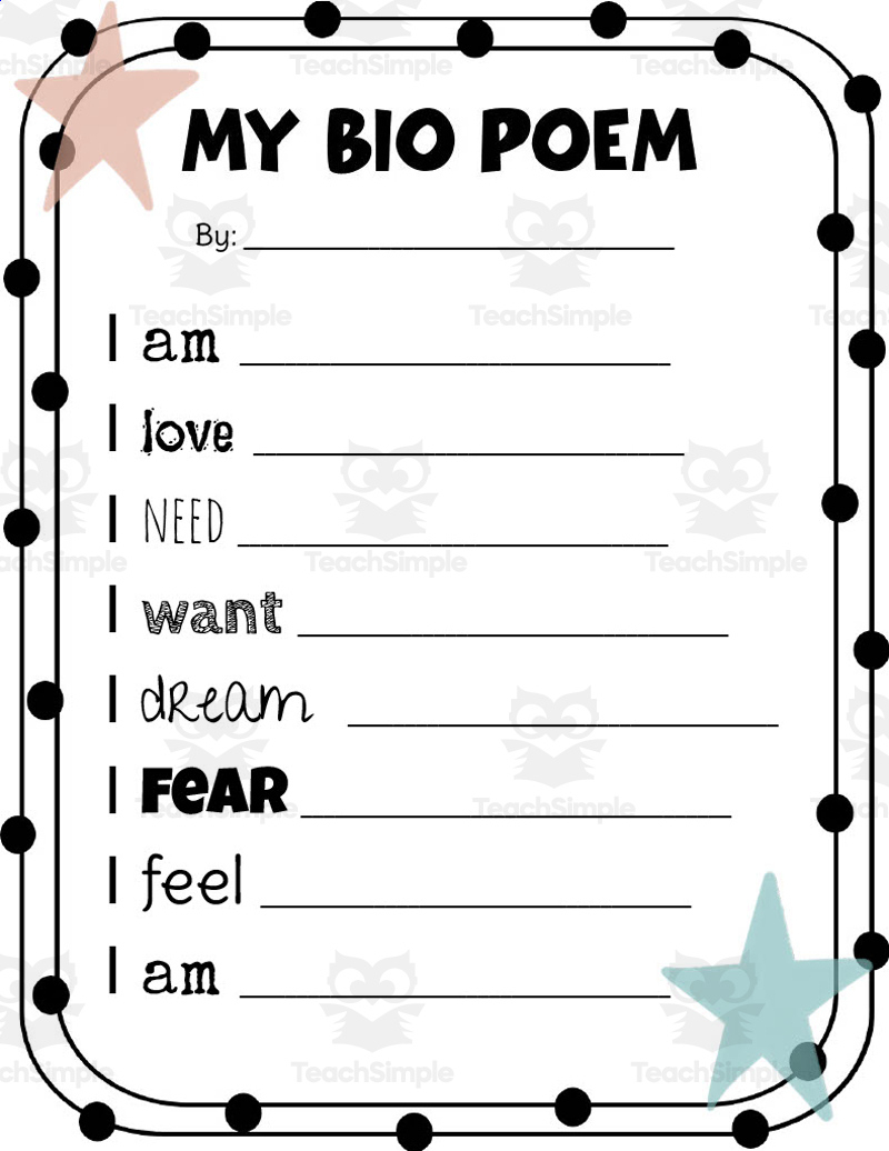 Bio Poetry Writing | Posters &amp;amp; Graphic Organizers with regard to Free Printable Bio Poem Template