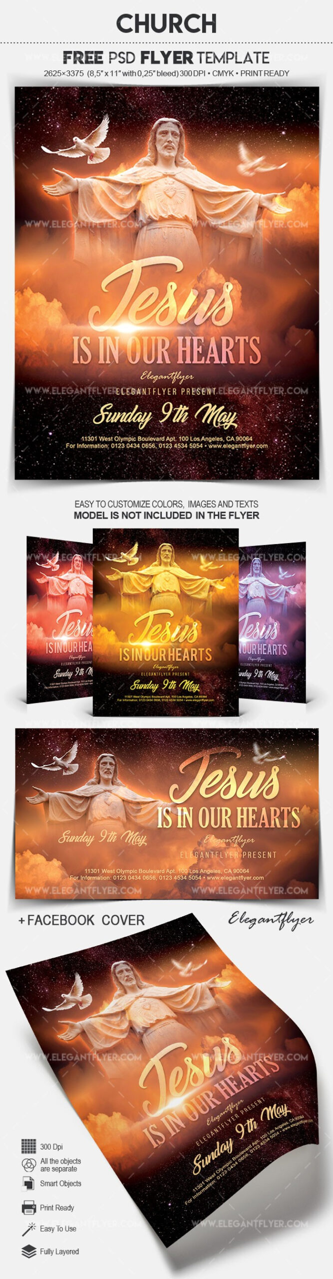 Black And Gold Aesthetic Church Free Flyer Template Psd | within Free Printable Church Flyer Template