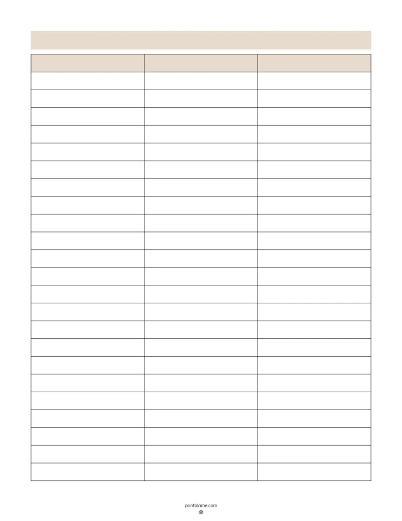 Blank 3 Column Chart Templates - Free 3 Column Tables Pdfs inside Free Printable Blank Spreadsheet Template