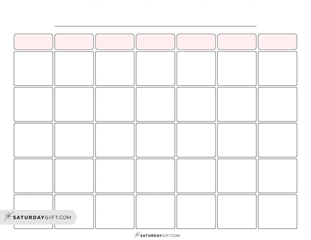 Blank Calendar Templates - 29 Cute &amp;amp; Free Printables | Saturdaygift for Free Printable Blank Calendar Template