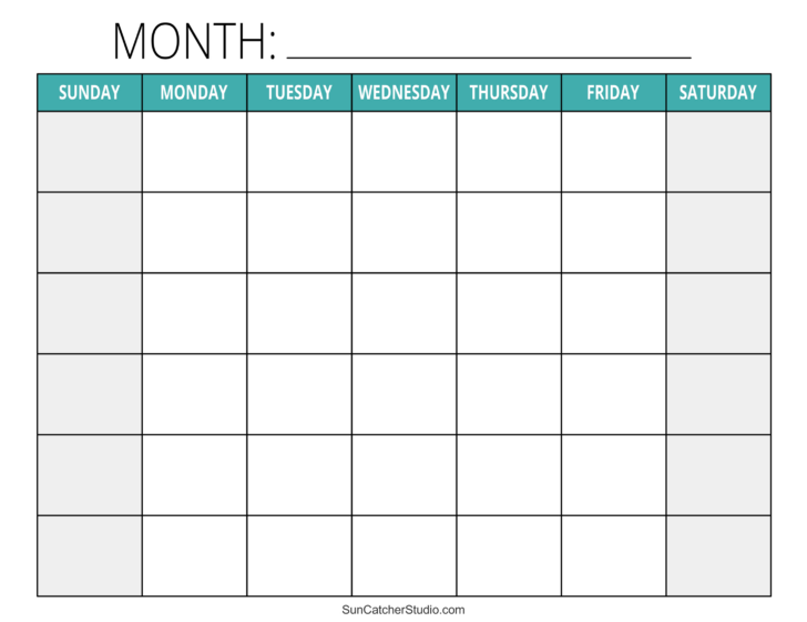 Free Printable Calendar Template with Pictures