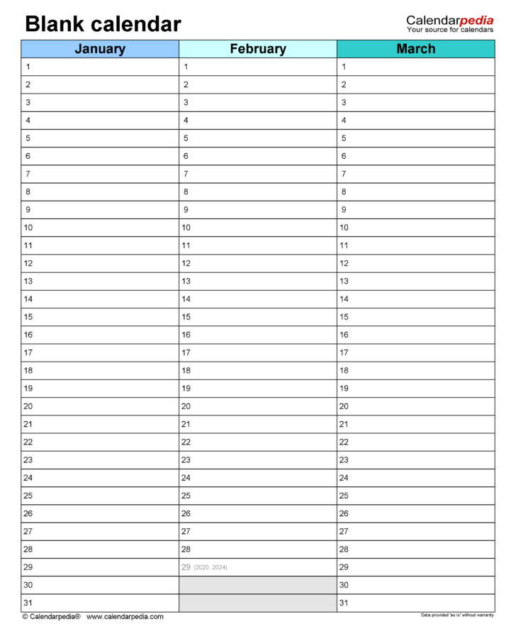 Free Printable Annual Calendar Template