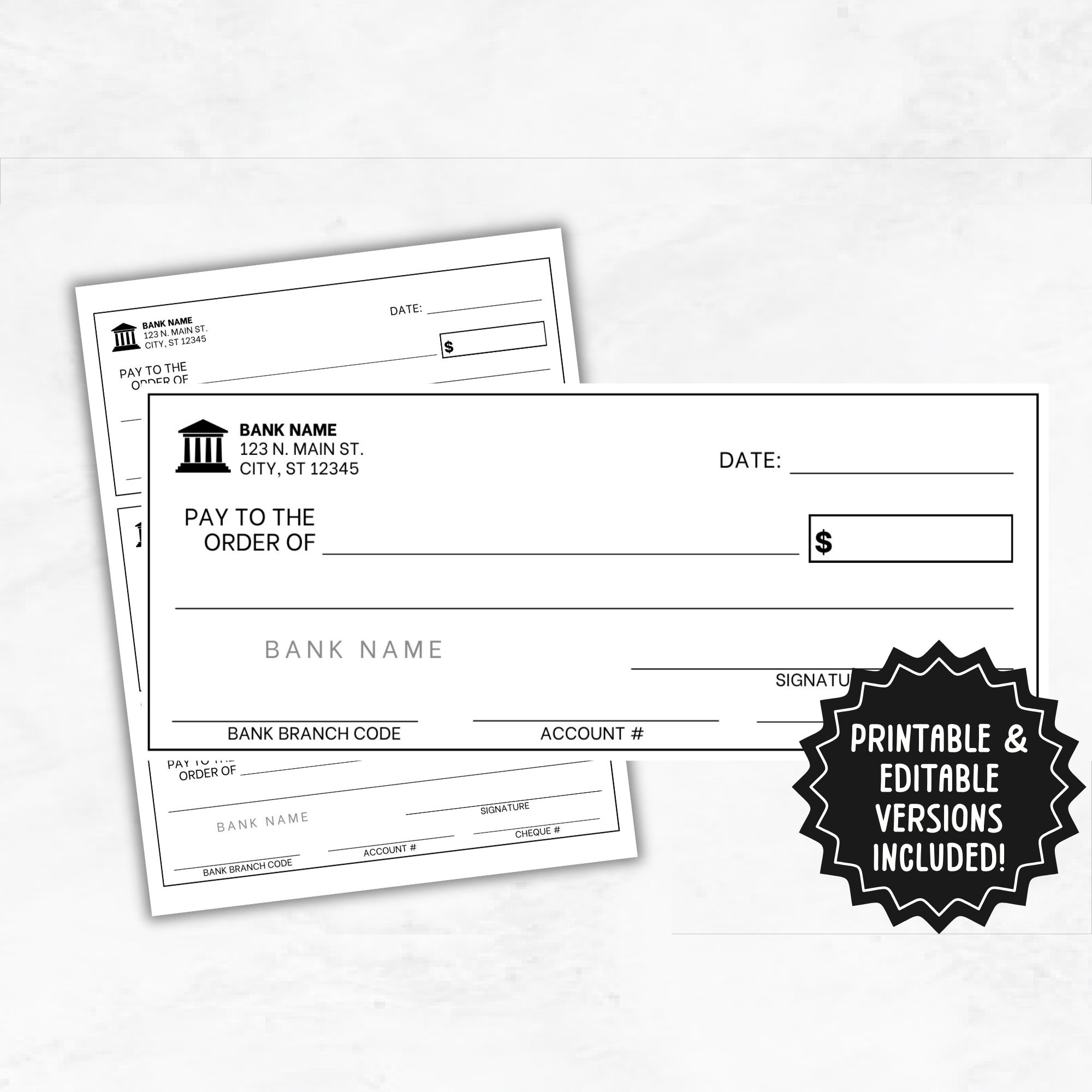 Blank Checks Template Editable Blank Cheque Printable Blank Checks throughout Free Printable Blank Check Template