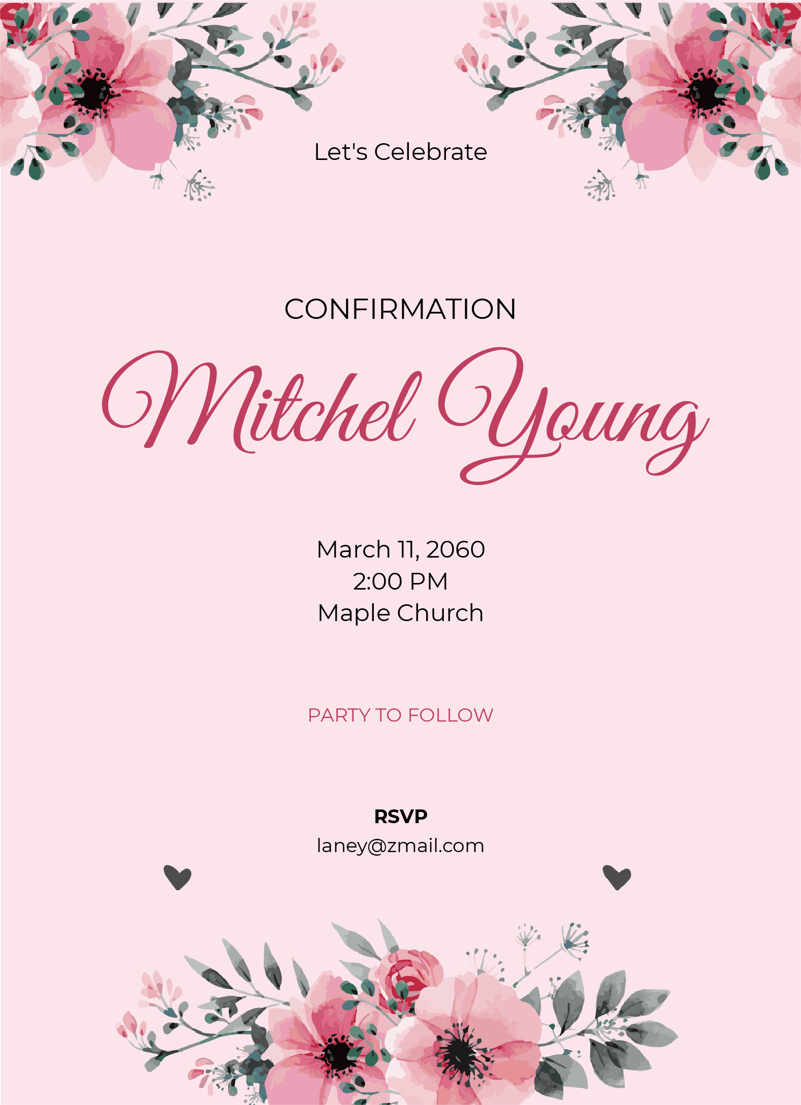 Blank Confirmation Invitation Template In Photoshop, Illustrator with Free Printable Confirmation Card Template