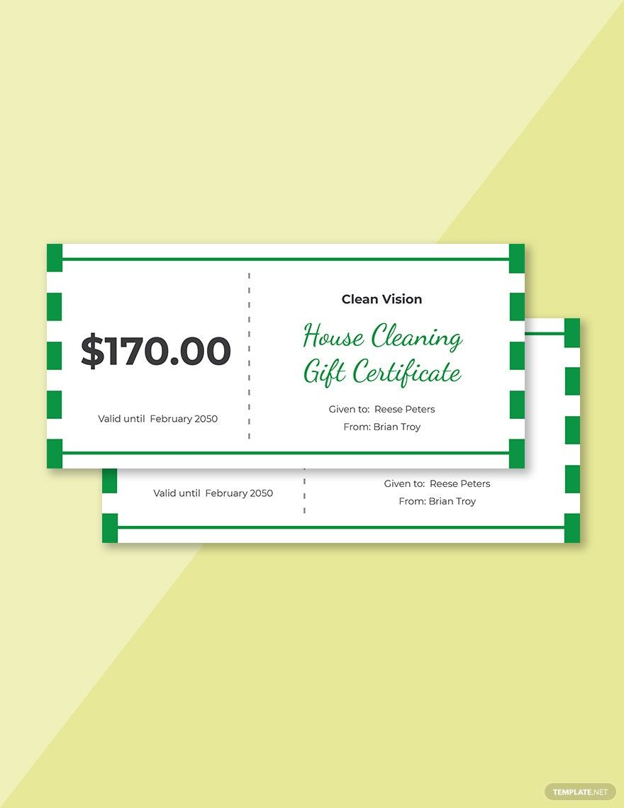 Blank House Cleaning Gift Certificate Template In Word, Pages inside Free Printable Editable House Cleaning Gift Certificate Template