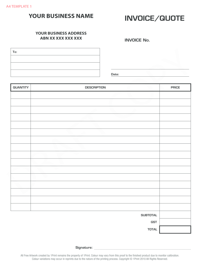 Blank Invoice Template - Fill Online, Printable, Fillable, Blank with regard to Free Printable Blank Invoice Template