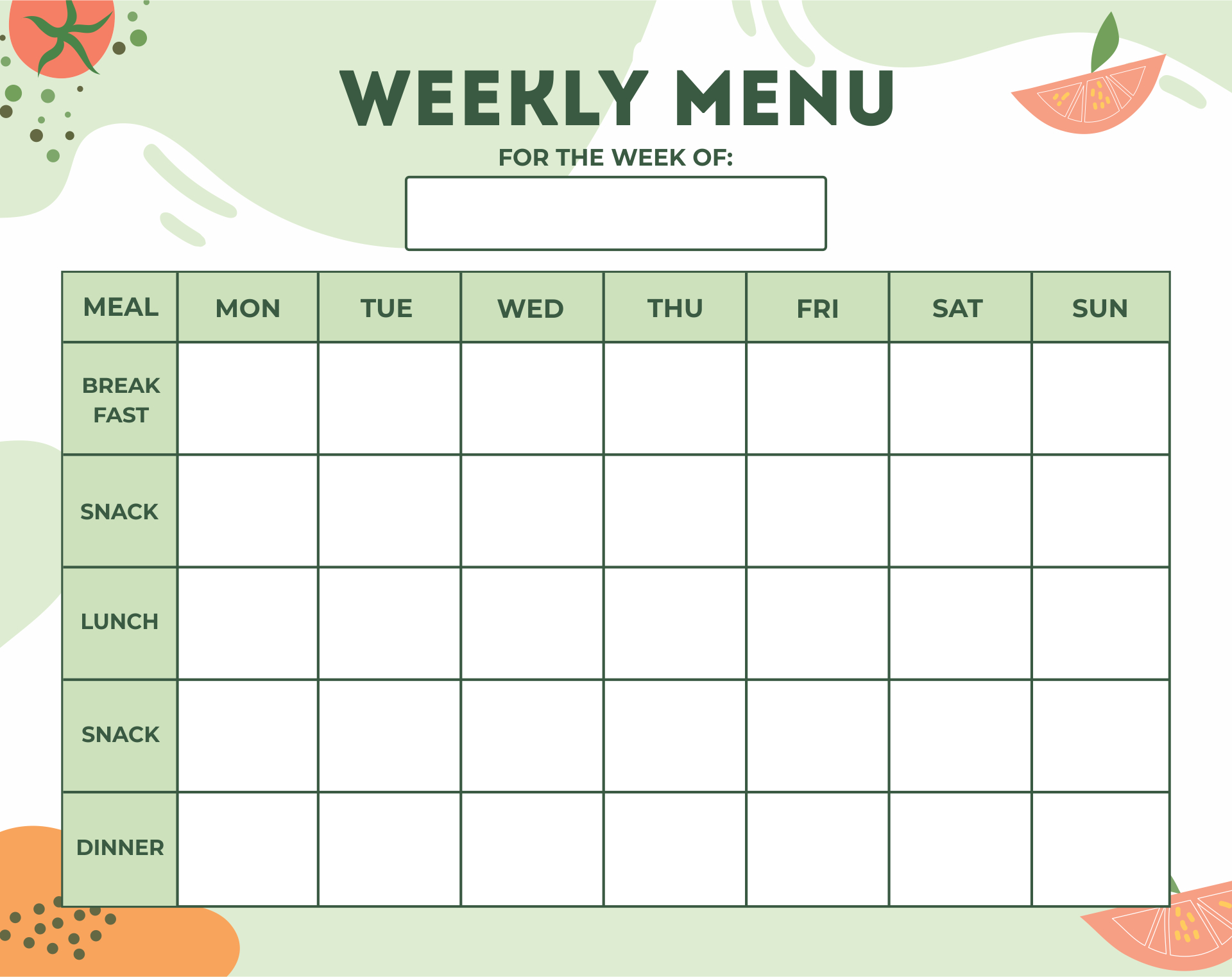 Blank Menu For Daycares - 10 Free Pdf Printables | Printablee for Free Printable Daycare Menu Template