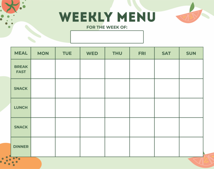 Free Printable Blank Menu Template